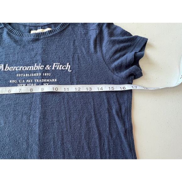 Abercrombie & Fitch Navy Blue Short Sleeve Thin Lightweight Sweater shirt Size S - Picture 3 of 6